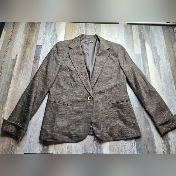 Lafayette 148 Wool Hemp Blend Blazer Size 14 Brown - Picture 1 of 15
